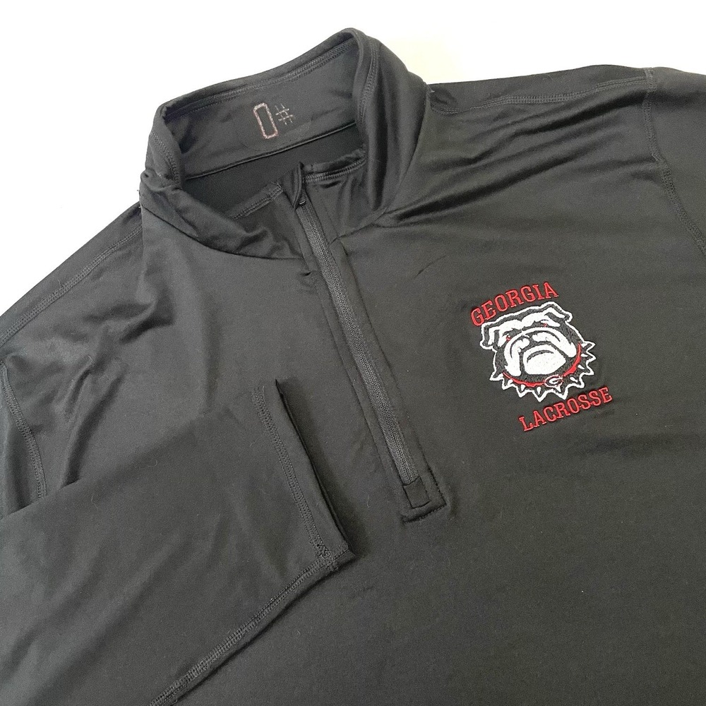 Georgia Bulldogs Lacrosse TEAM ISSUED Quince Flowknit 1/4 Zip Pullover‎ XL Black